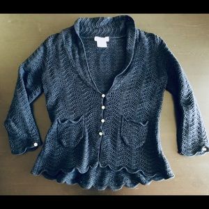 Sweet Navy Blue Knit Blazer